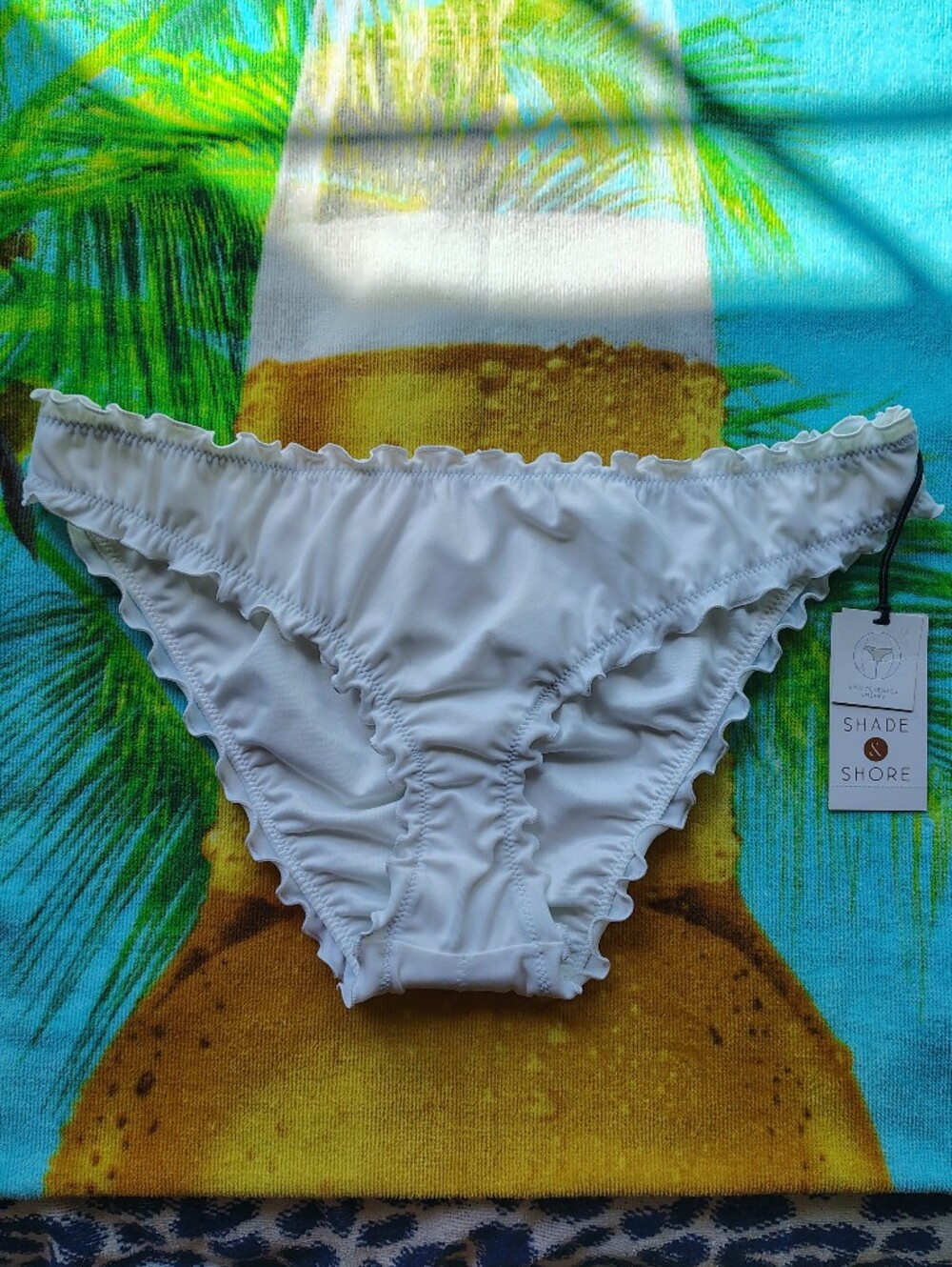 Shade & Shore White Ruffle Cheeky Bikini Bottoms
